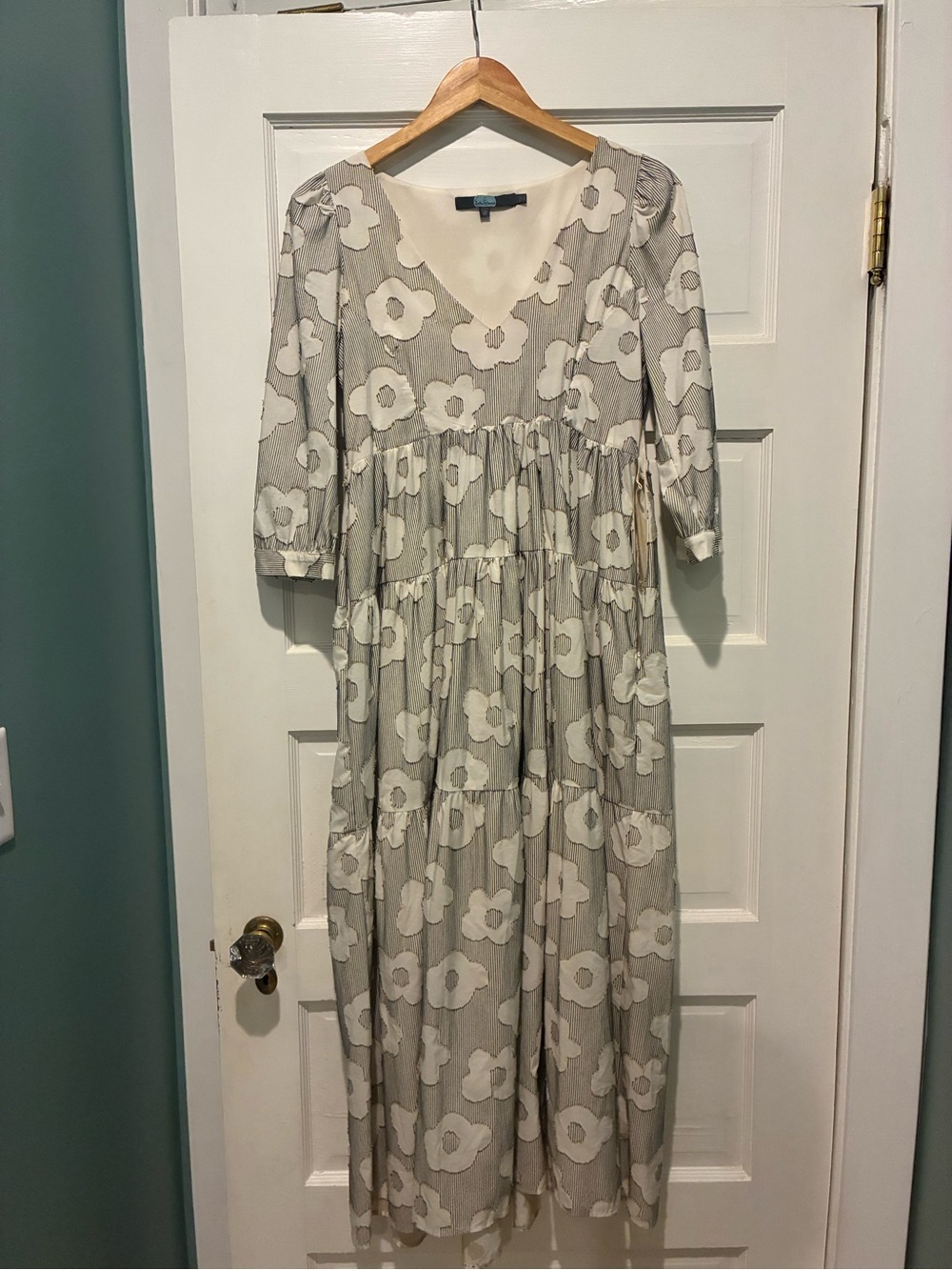 Eva Franco Anthropologie Maxi Dress with White Floral Print